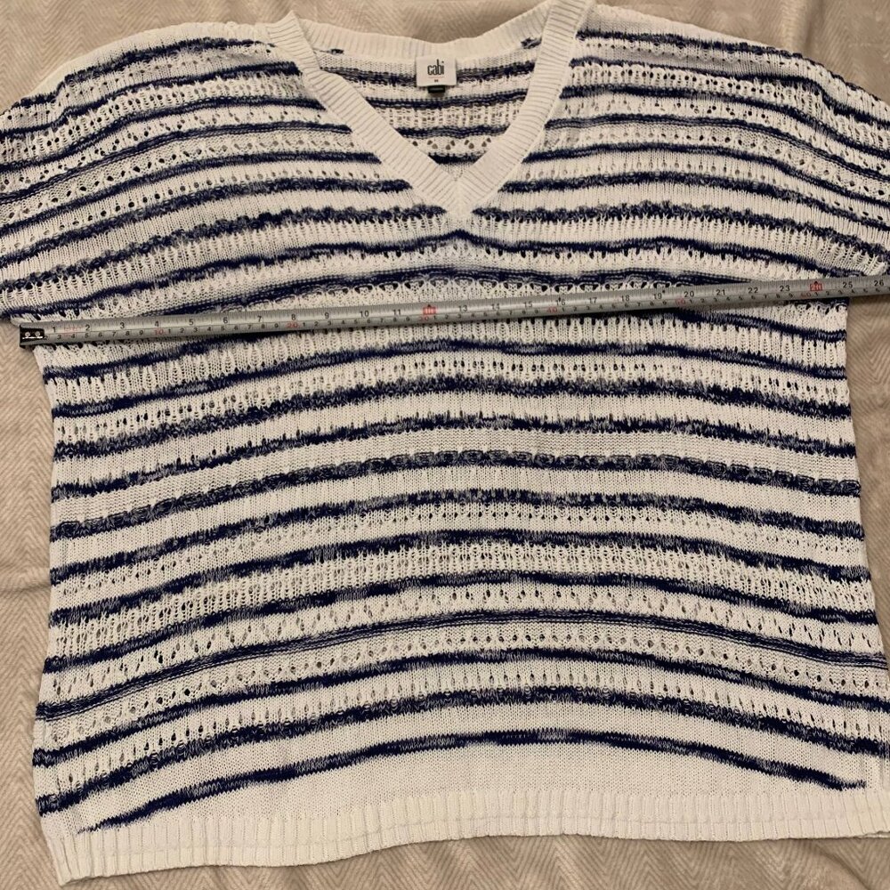 CAbi Navy & White Striped Knit Oversized Sweater - Size M (fits L) - Picture 7 of 10